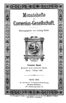 Monatshefte der Comenius-Gesellschaft, Januar - Februar 1900, 9. Band, Heft 1-2
