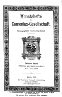 Monatshefte der Comenius-Gesellschaft, Mai - Juni 1900, 9. Band, Heft 5-6