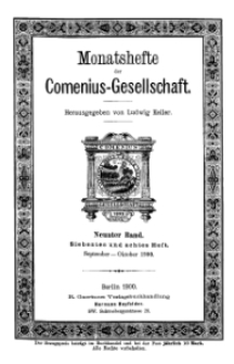 Monatshefte der Comenius-Gesellschaft, September - Oktober 1900, 9. Band, Heft 7-8