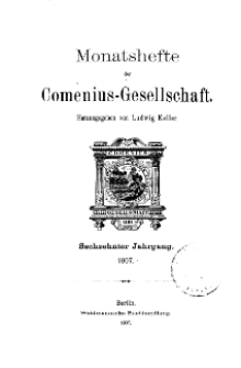 Monatshefte der Comenius-Gesellschaft, 1907, 16. Band, Inhalt