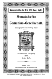Monatshefte der Comenius-Gesellschaft, 15. Januar 1907, 16. Band, Heft 1