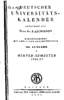 Deutscher Universitäts-Kalender 1926/27