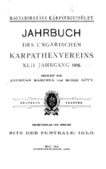 Jahrbuch des Ungarischen Karpathenvereins, XLII. Jhrg. 1915
