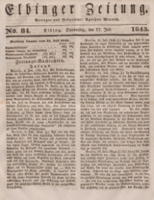 Elbinger Zeitung, No. 84 Donnerstag, 17. Juli 1845