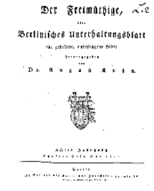 Der Freimüthige, oder Berlinisches Unterhaltungsblatt für gebildete, unbefangene Leser, Mai 1811, Inhalt