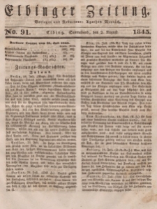Elbinger Zeitung, No. 91 Sonnabend, 2. August 1845