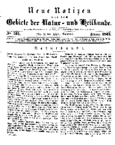 Neue Notizen aus dem Gebiete der Natur- und Heilkunde, 1843 (Bd. XXV, nr 9), Februar - No 537