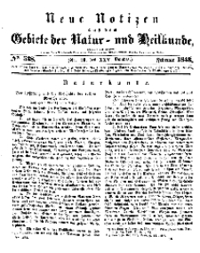 Neue Notizen aus dem Gebiete der Natur- und Heilkunde, 1843 (Bd. XXV, nr 10), Februar - No 538