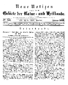 Neue Notizen aus dem Gebiete der Natur- und Heilkunde, 1843 (Bd. XXV, nr 13), Februar - No 541