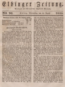 Elbinger Zeitung, No. 96 Donnerstag, 14. August 1845