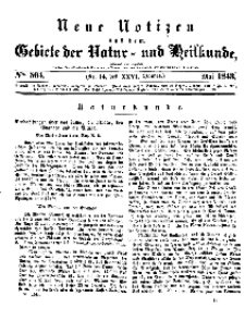Neue Notizen aus dem Gebiete der Natur- und Heilkunde, 1843 (Bd. XXVI, nr 14), Mai - No 564