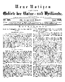 Neue Notizen aus dem Gebiete der Natur- und Heilkunde, 1843 (Bd. XXVI, nr 17), Juni - No 567