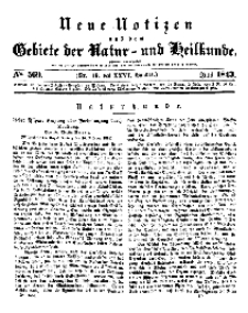Neue Notizen aus dem Gebiete der Natur- und Heilkunde, 1843 (Bd. XXVI, nr 19), Juni - No 569