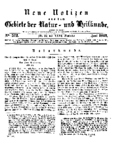 Neue Notizen aus dem Gebiete der Natur- und Heilkunde, 1843 (Bd. XXVI, nr 22), Juni - No 572