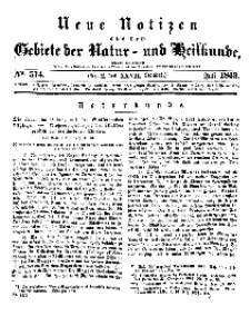 Neue Notizen aus dem Gebiete der Natur- und Heilkunde, 1843 (Bd. XXVII, nr 2), Juli - No 574