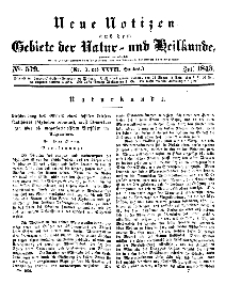 Neue Notizen aus dem Gebiete der Natur- und Heilkunde, 1843 (Bd. XXVII, nr 7), Juli - No 579