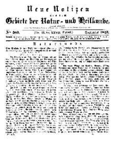 Neue Notizen aus dem Gebiete der Natur- und Heilkunde, 1843 (Bd. XXVII, nr 17), September - No 589
