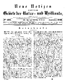 Neue Notizen aus dem Gebiete der Natur- und Heilkunde, 1843 (Bd. XXVII, nr 20), September - No 592