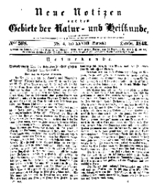 Neue Notizen aus dem Gebiete der Natur- und Heilkunde, 1843 (Bd. XXVIII, nr 4), October - No 598