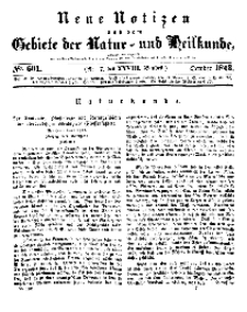 Neue Notizen aus dem Gebiete der Natur- und Heilkunde, 1843 (Bd. XXVIII, nr 7), October - No 601