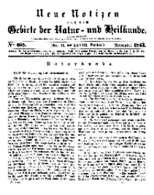 Neue Notizen aus dem Gebiete der Natur- und Heilkunde, 1843 (Bd. XXVIII, nr 11), November - No 605