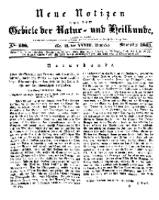 Neue Notizen aus dem Gebiete der Natur- und Heilkunde, 1843 (Bd. XXVIII, nr 12), November - No 606