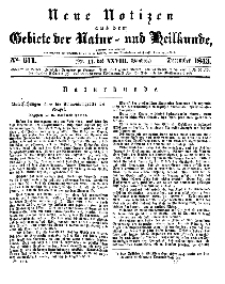 Neue Notizen aus dem Gebiete der Natur- und Heilkunde, 1843 (Bd. XXVIII, nr 17), Dezember - No 611