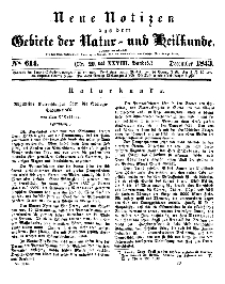 Neue Notizen aus dem Gebiete der Natur- und Heilkunde, 1843 (Bd. XXVIII, nr 20), Dezember - No 614