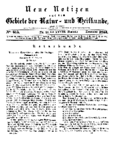 Neue Notizen aus dem Gebiete der Natur- und Heilkunde, 1843 (Bd. XXVIII, nr 21), Dezember - No 615