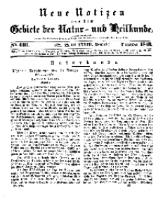 Neue Notizen aus dem Gebiete der Natur- und Heilkunde, 1843 (Bd. XXVIII, nr 22), Dezember - No 616