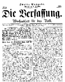 Die Verfassung : Wochenblatt für das Volk, Sonnabend, 8. October, Nr 2, 1864