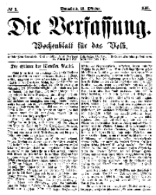 Die Verfassung : Wochenblatt für das Volk, Sonnabend, 15. October, Nr 3, 1864
