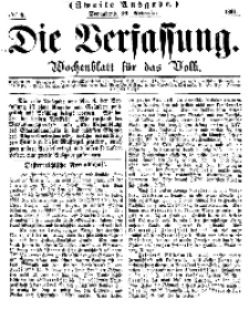 Die Verfassung : Wochenblatt für das Volk, Sonnabend, 19. November, Nr 8, 1864
