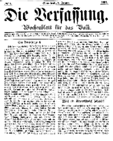 Die Verfassung : Wochenblatt für das Volk, Sonnabend, 1. Januar, Nr 1, 1865