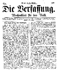 Die Verfassung : Wochenblatt für das Volk, Sonnabend, 14. Januar, Nr 2, 1865