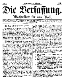Die Verfassung : Wochenblatt für das Volk, Sonnabend, 4. Februar, Nr 5, 1865