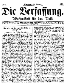 Die Verfassung : Wochenblatt für das Volk, Sonnabend, 25. Februar, Nr 8, 1865