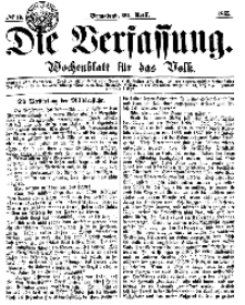 Die Verfassung : Wochenblatt für das Volk, Sonnabend, 29. April, Nr 17, 1865