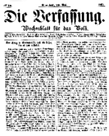 Die Verfassung : Wochenblatt für das Volk, Sonnabend, 20. Mai, Nr 20, 1865