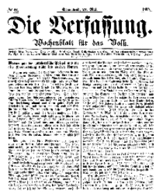 Die Verfassung : Wochenblatt für das Volk, Sonnabend, 27. Mai, Nr 21, 1865