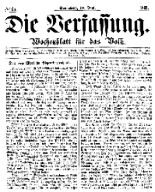 Die Verfassung : Wochenblatt für das Volk, Sonnabend, 10. Juni, Nr 23, 1865