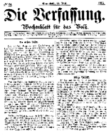 Die Verfassung : Wochenblatt für das Volk, Sonnabend, 17. Juni, Nr 24, 1865