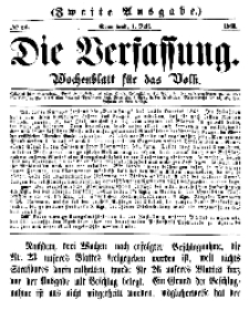 Die Verfassung : Wochenblatt für das Volk, Sonnabend, 1. Juli, Nr 26, 1865