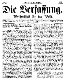 Die Verfassung : Wochenblatt für das Volk, Sonnabend, 26. August, Nr 34, 1865