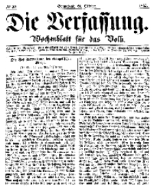 Die Verfassung : Wochenblatt für das Volk, Sonnabend, 21. October, Nr 42, 1865