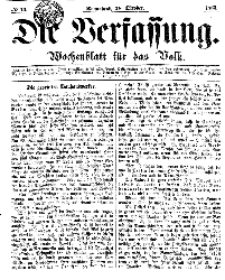 Die Verfassung : Wochenblatt für das Volk, Sonnabend, 28. October, Nr 43, 1865