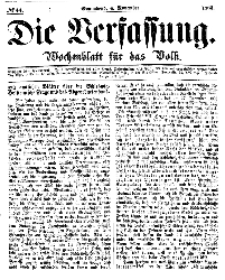 Die Verfassung : Wochenblatt für das Volk, Sonnabend, 4. November, Nr 44, 1865