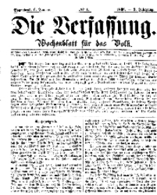 Die Verfassung : Wochenblatt für das Volk, Sonnabend, 6. Januar, Nr 1, 1866