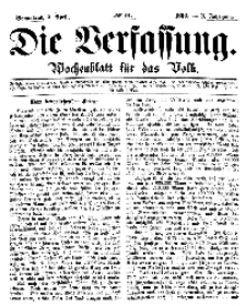 Die Verfassung : Wochenblatt für das Volk, Sonnabend, 7. April, Nr 14, 1866