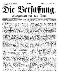 Die Verfassung : Wochenblatt für das Volk, Sonnabend, 21. April, Nr 16, 1866